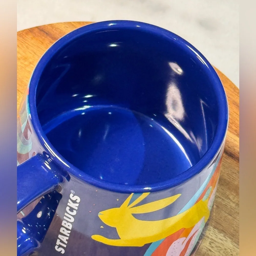 Starbucks 2021 Spring Easter Blue Bunny Ceramic Coffee Mug 14oz - Picture 5 of 6